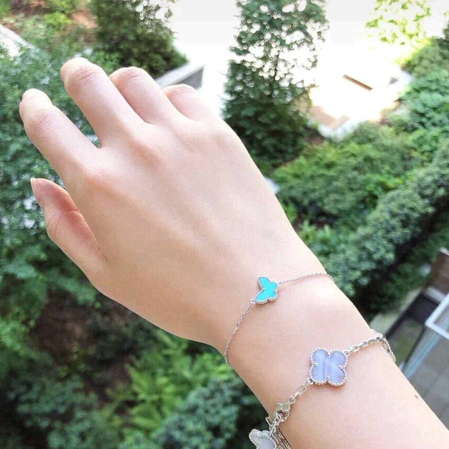 [vivabelle]BUTTERFLY TÜRKIS SCHMETTERLINGSARMBAND SILBER