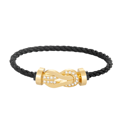 [vivabelle]CHANCE LARGE 8 FIGURE BUCKLE HALF DIAMOND BRACELET GOLD