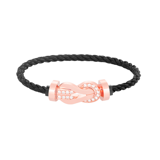 [vivabelle]CHANCE LARGE 8 FIGURE BUCKLE HALF DIAMOND BRACELET ROSE GOLD