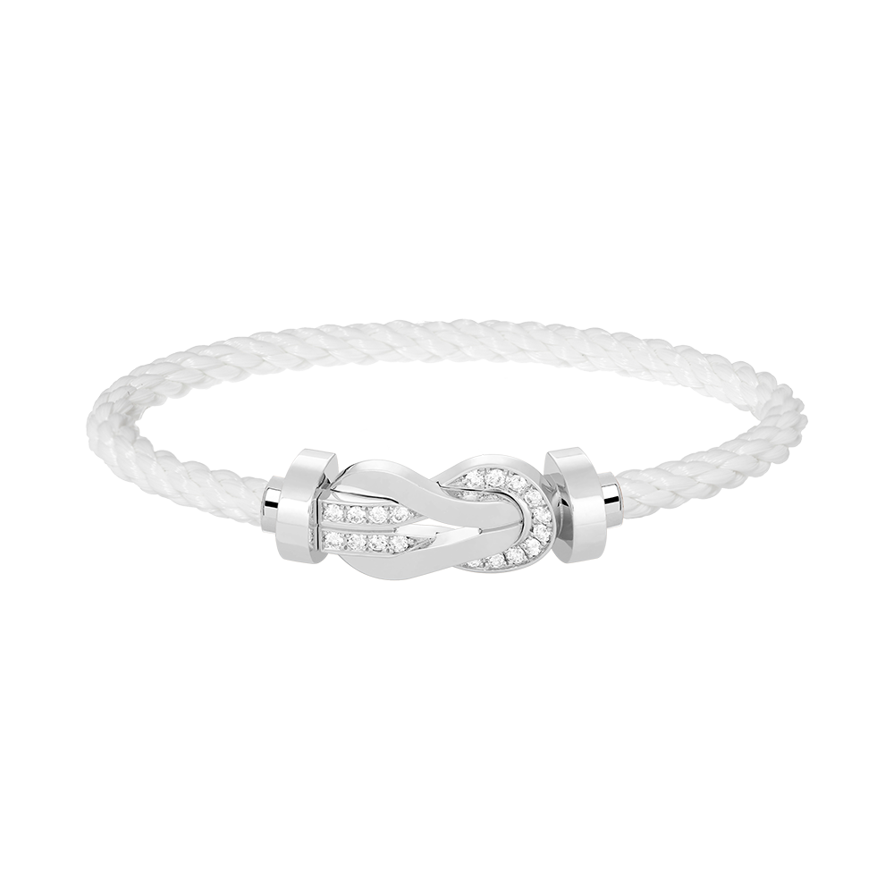 [vivabelle]CHANCE LARGE 8 FIGURE BUCKLE HALF DIAMOND BRACELET SILVER