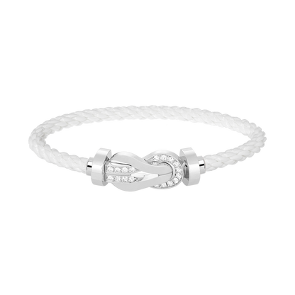 [vivabelle]CHANCE LARGE 8 FIGURE BUCKLE HALF DIAMOND BRACELET SILVER
