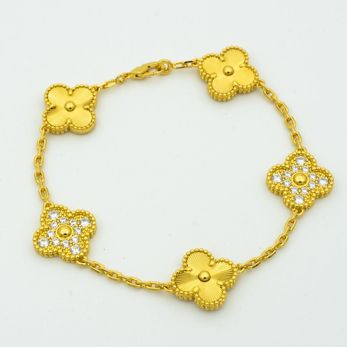 [vivabelle]KLEE-ARMBAND 5 MOTIVE GOLD DIAMANT 