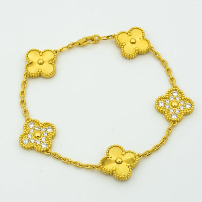 [vivabelle]KLEE-ARMBAND 5 MOTIVE GOLD DIAMANT 