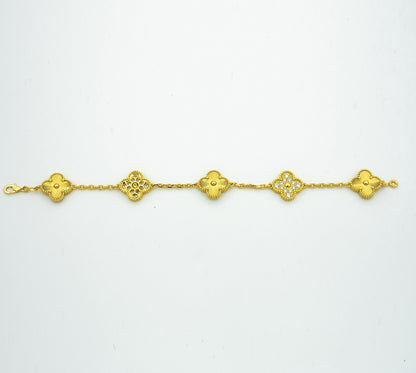 [vivabelle]KLEE-ARMBAND 5 MOTIVE GOLD DIAMANT 