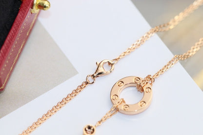 [vivabelle]LOVE HALSKETTE VERSTELLBAR ROSÉGOLD 2 DIAMANTEN 