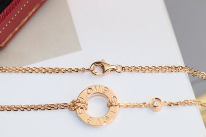 [vivabelle]LOVE HALSKETTE VERSTELLBAR ROSÉGOLD 2 DIAMANTEN 