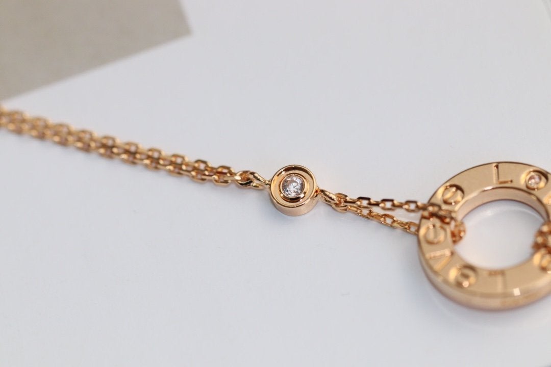 [vivabelle]LOVE HALSKETTE VERSTELLBAR ROSÉGOLD 2 DIAMANTEN 