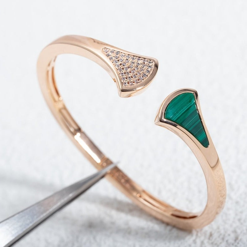 [vivabelle]DREAM BRACELET OPEN MALACHITE PINK GOLD