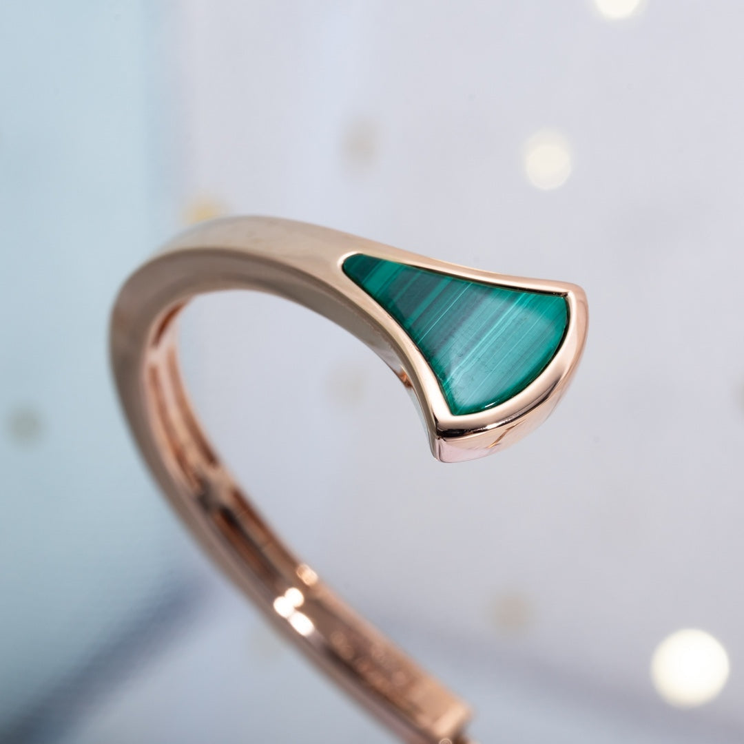 [vivabelle]DREAM BRACELET OPEN MALACHITE PINK GOLD