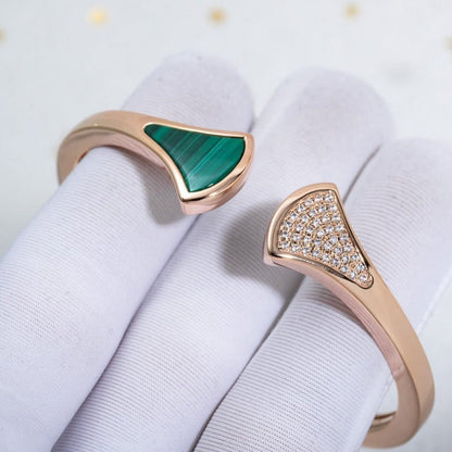 [vivabelle]DREAM BRACELET OPEN MALACHITE PINK GOLD