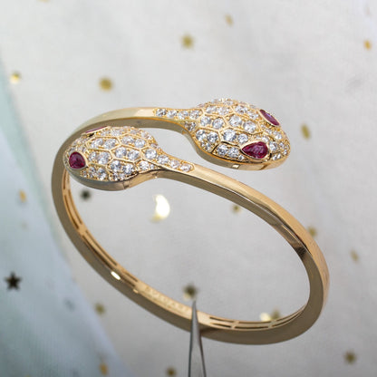 [vivabelle]SERPENTI BRACELET PINK GOLD DIAMOND DOUBLE SNAKE