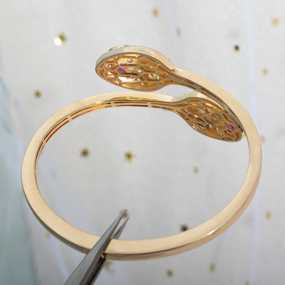 [vivabelle]SERPENTI BRACELET PINK GOLD DIAMOND DOUBLE SNAKE