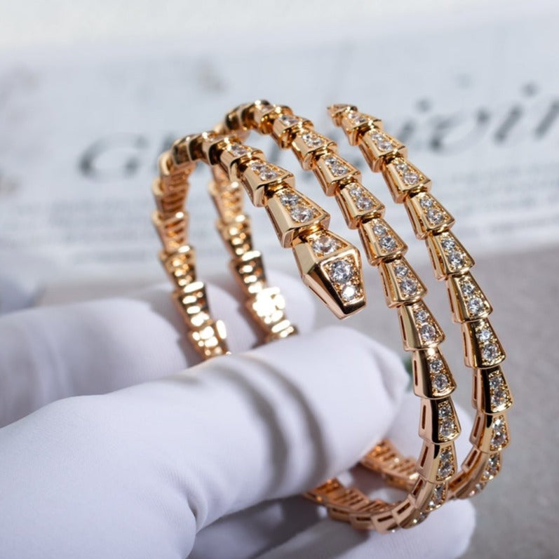 [vivabelle]SERPENTI BRACELET PINK GOLD DIAMOND DOUBLE ROW