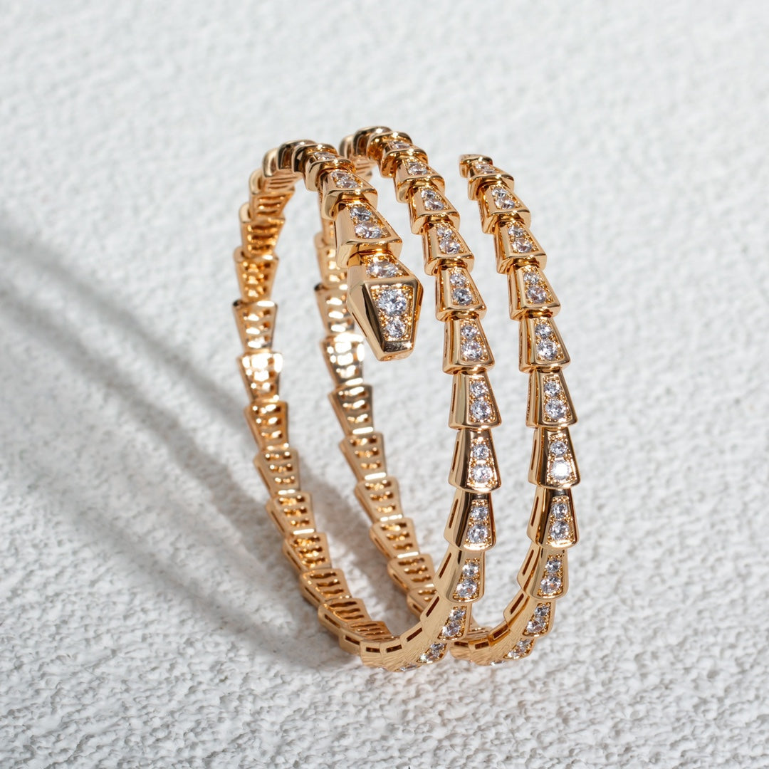 [vivabelle]SERPENTI BRACELET PINK GOLD DIAMOND DOUBLE ROW