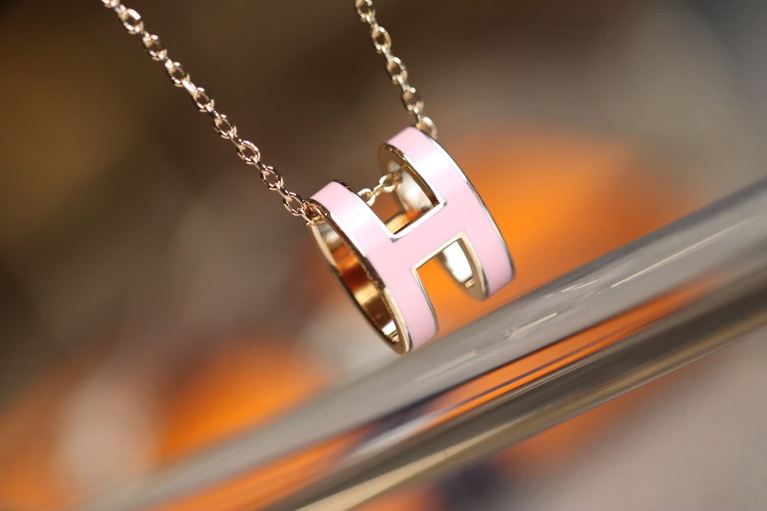 [vivabelle]POP H PEDANT PINK GOLD