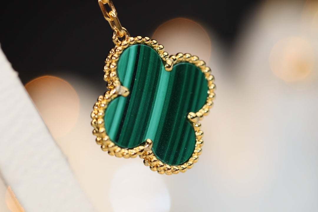 [vivabelle]CLOVER OHRRINGE GOLD MALACHIT DIAMANT 3 MOTIV