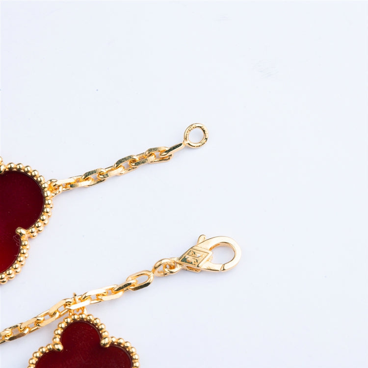 [vivabelle]CLOVER BRACELET 5 MOTIFS CARNELIAN TIGER EYE