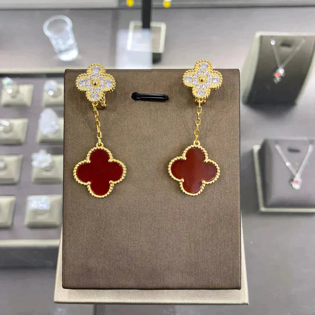 [vivabelle]CLOVER  2 MOTIFS  DIAMOND  EARRINGS (MULTIPLE CHOICESç´