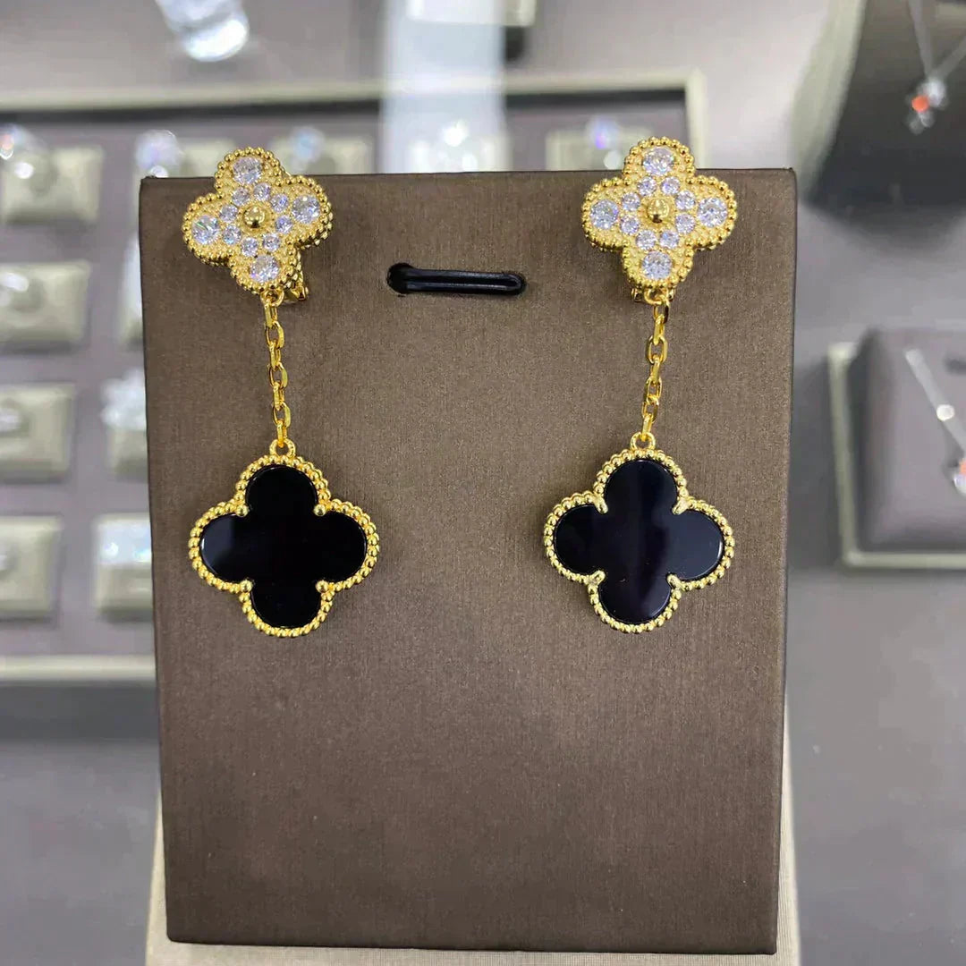 [vivabelle]CLOVER  2 MOTIFS  DIAMOND  EARRINGS (MULTIPLE CHOICESç´