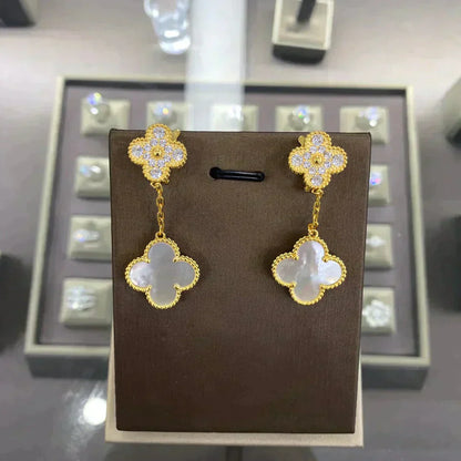 [vivabelle]CLOVER  2 MOTIFS  DIAMOND  EARRINGS (MULTIPLE CHOICESç´