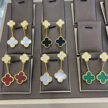 [vivabelle]CLOVER  2 MOTIFS  DIAMOND  EARRINGS (MULTIPLE CHOICESç´