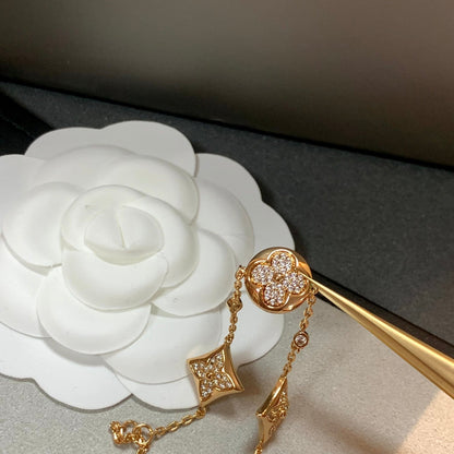 [vivabelle]STAR AND SUN 4 MOTIFS GOLD DIAMONDS BRACELET