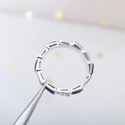 [vivabelle]SERPENTI RING SILBER DIAMANT SCHWARZ MOP 3MM