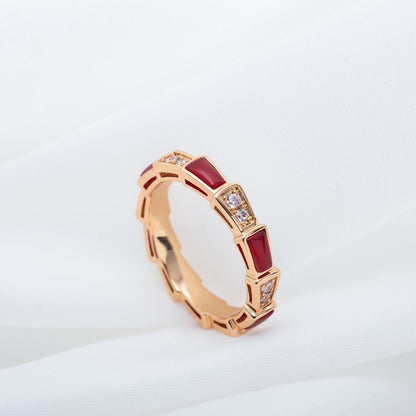 [vivabelle]SERPENTI RING ROTGOLD KARNEOL DIAMANT 3MM