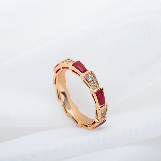 [vivabelle]SERPENTI RING ROTGOLD KARNEOL DIAMANT 3MM