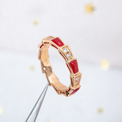 [vivabelle]SERPENTI RING ROTGOLD KARNEOL DIAMANT 3MM