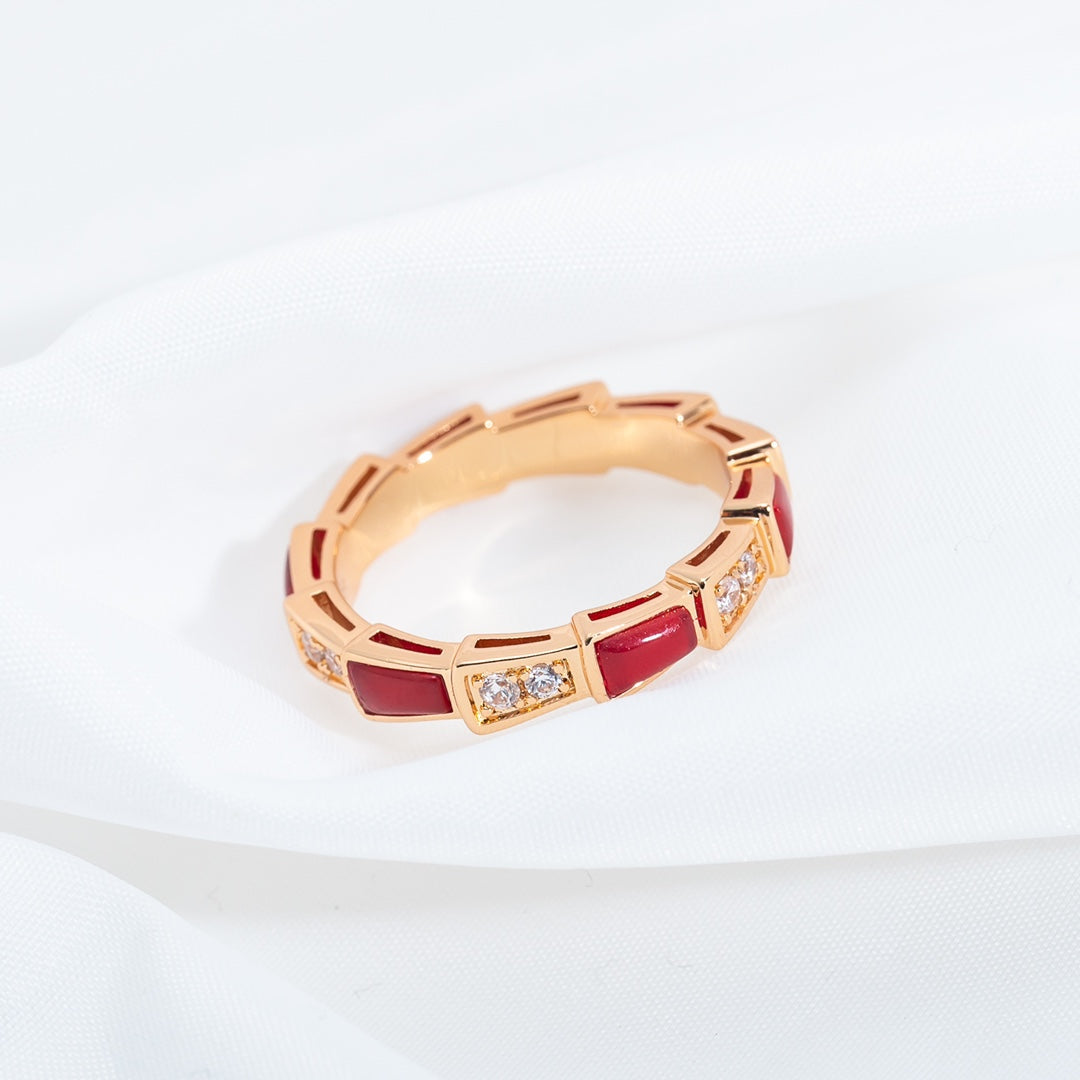 [vivabelle]SERPENTI RING ROTGOLD KARNEOL DIAMANT 3MM