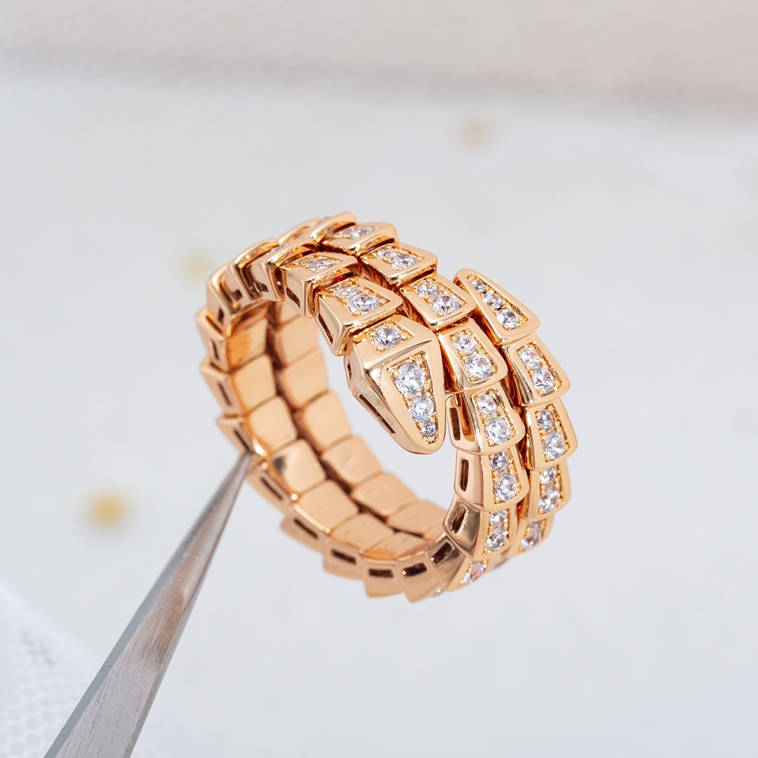 [vivabelle]SERPENTI RING ROTGOLD DIAMANT DOPPELREIHIG