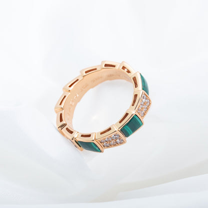 [vivabelle]SERPENTI RING ROTGOLD MALACHIT DIAMANT PAVIER 4MM