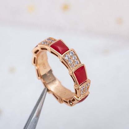 [vivabelle]SERPENTI RING ROTGOLD KARNEOL DIAMANT PAVIER 4MM