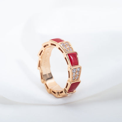 [vivabelle]SERPENTI RING ROTGOLD KARNEOL DIAMANT PAVIER 4MM