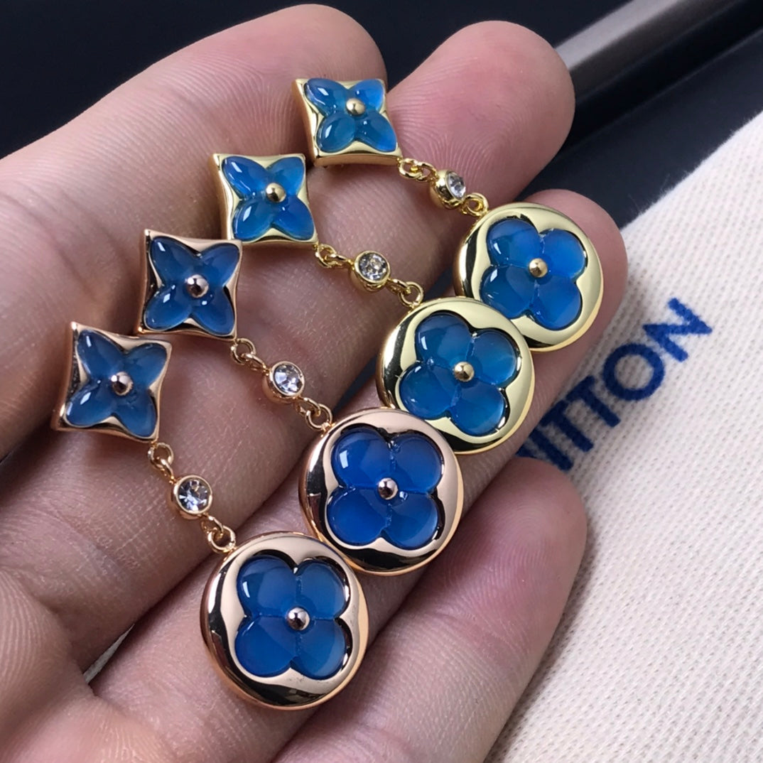 [vivabelle]Ohrringe mit Stern- und Sonnenachat-Diamanten