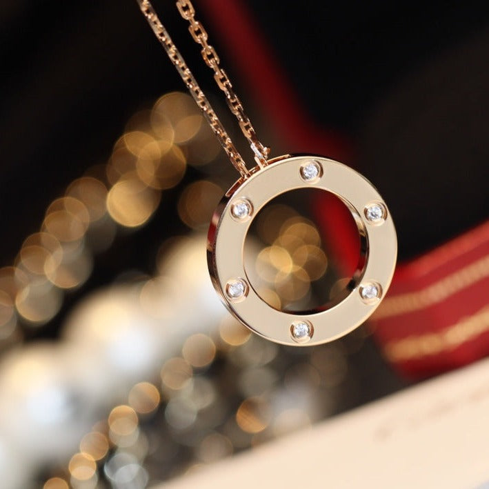 [vivabelle]LOVE HALSKETTE 16MM 6 DIAMANTEN ROTGOLD