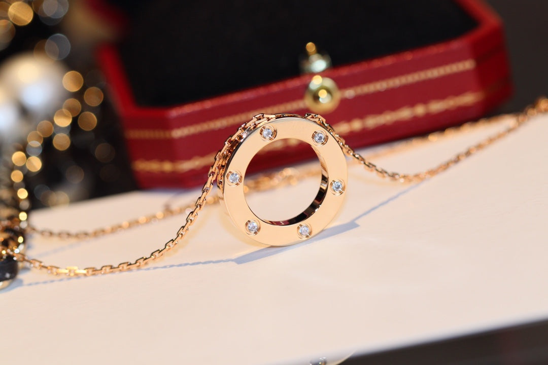 [vivabelle]LOVE HALSKETTE 16MM 6 DIAMANTEN ROTGOLD