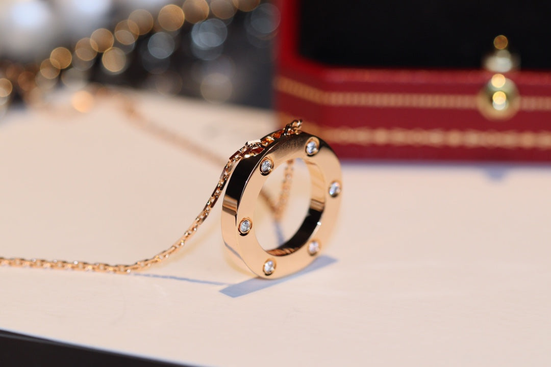 [vivabelle]LOVE HALSKETTE 16MM 6 DIAMANTEN ROTGOLD