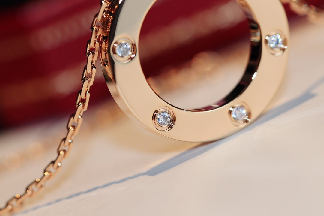 [vivabelle]LOVE HALSKETTE 16MM 6 DIAMANTEN ROTGOLD