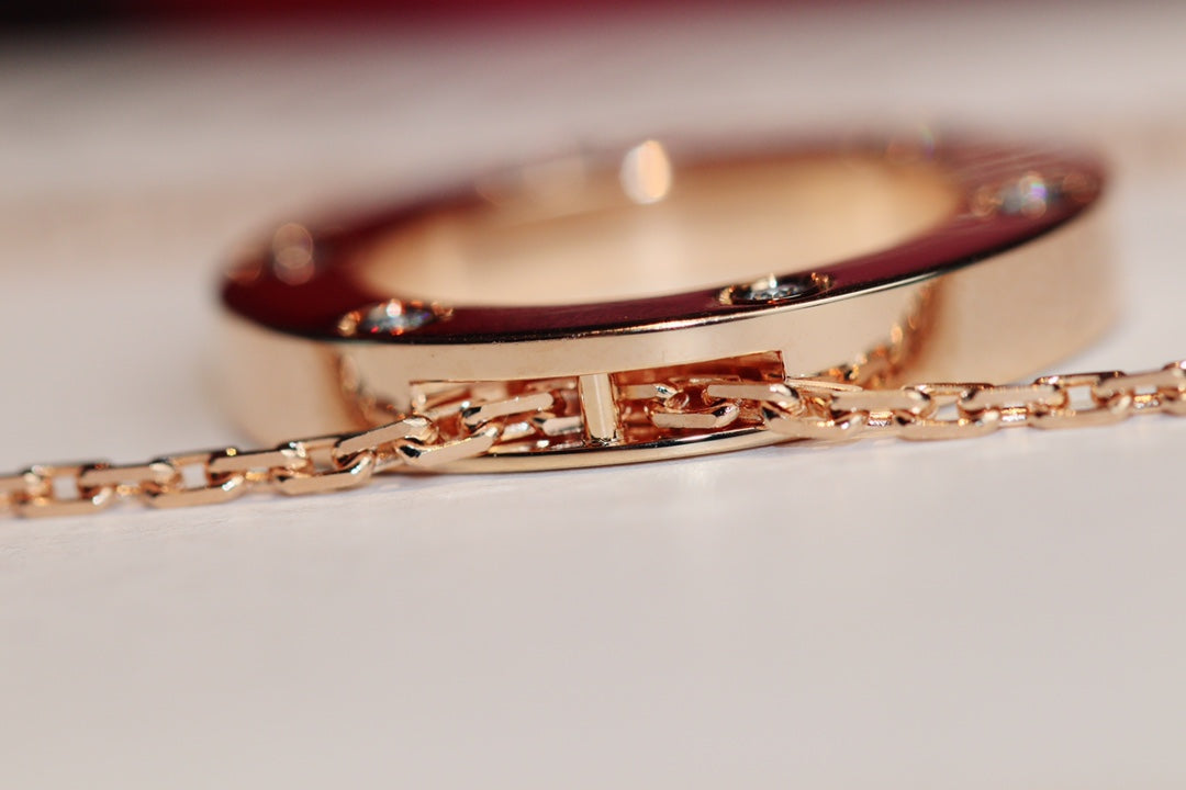 [vivabelle]LOVE HALSKETTE 16MM 6 DIAMANTEN ROTGOLD