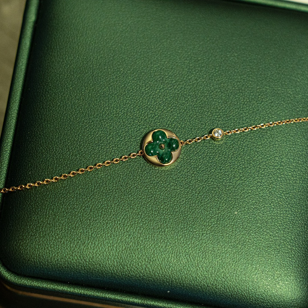 [vivabelle]SUN MALACHITE 1 DIAMOND PINK GOLD BRACELET