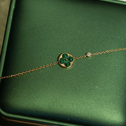 [vivabelle]SUN MALACHITE 1 DIAMOND PINK GOLD BRACELET