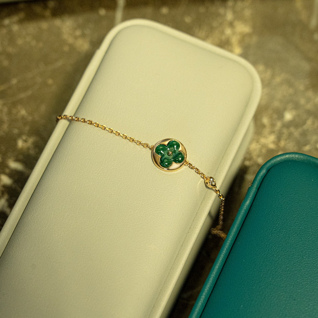 [vivabelle]SUN MALACHITE 1 DIAMOND PINK GOLD BRACELET