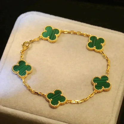 [vivabelle]CLOVER 5 MOTIFS MALACHITE BRACELET