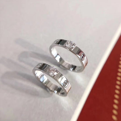 [vivabelle]Liebesring 3,6 mm 1 großer Diamant