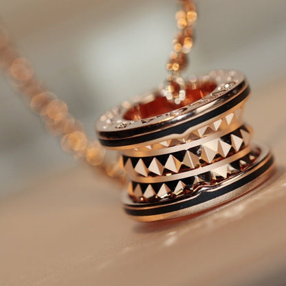 [vivabelle]ZERO 1 ROCK ANHÄNGER ROSA GOLD SCHWARZ HALSKETTE