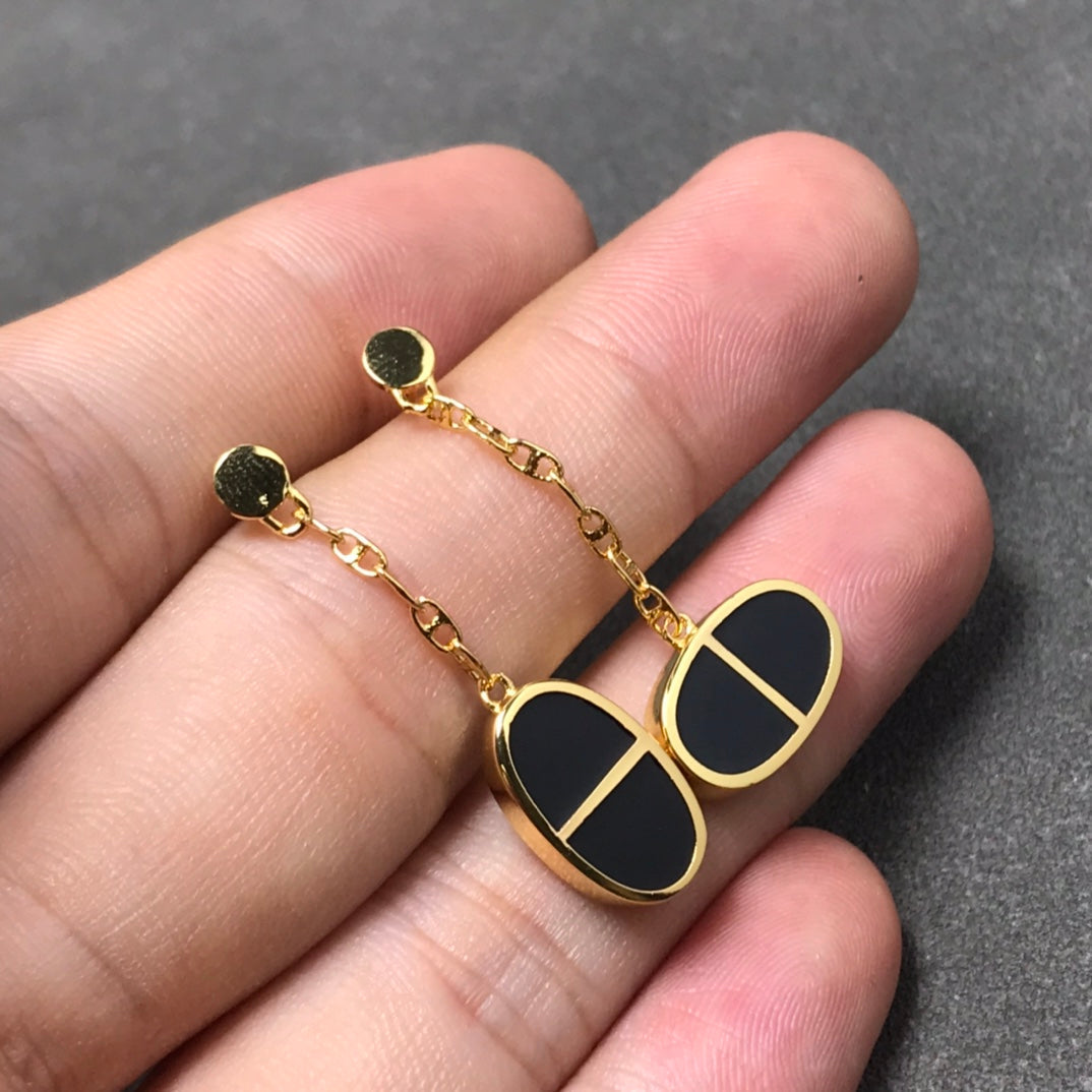 [vivabelle]CHAINE VERSO SCHWARZE KERAMIK SILBER OHRRINGE