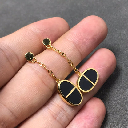 [vivabelle]CHAINE VERSO SCHWARZE KERAMIK SILBER OHRRINGE