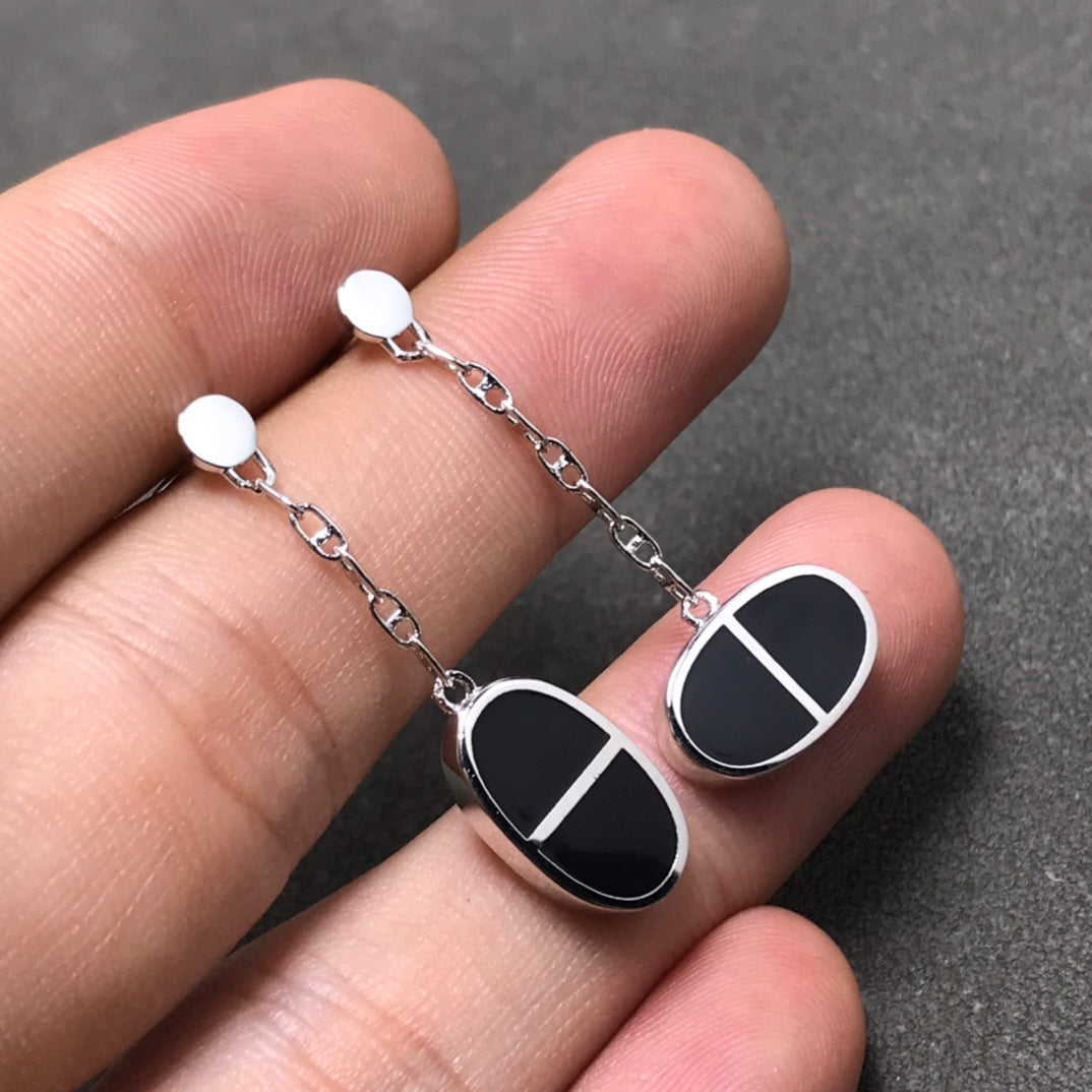 [vivabelle]CHAINE VERSO SCHWARZE KERAMIK SILBER OHRRINGE